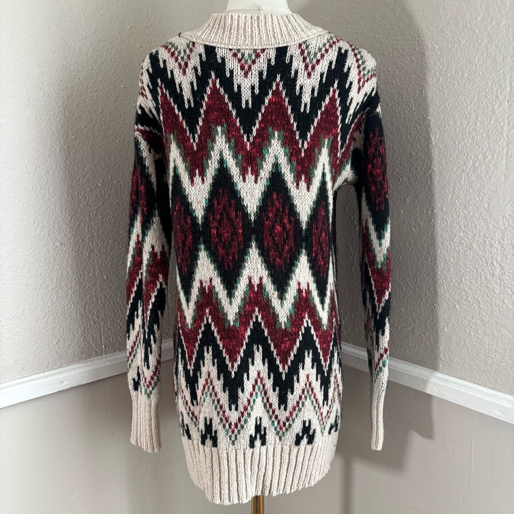 Mossimo Open Front Knit Cardigan Size Medium Argyle Print - Picture 5 of 9